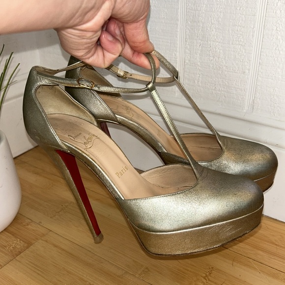 Christian Louboutin Shoes - Christian Louboutin Gold Strappy High Heels size 38
